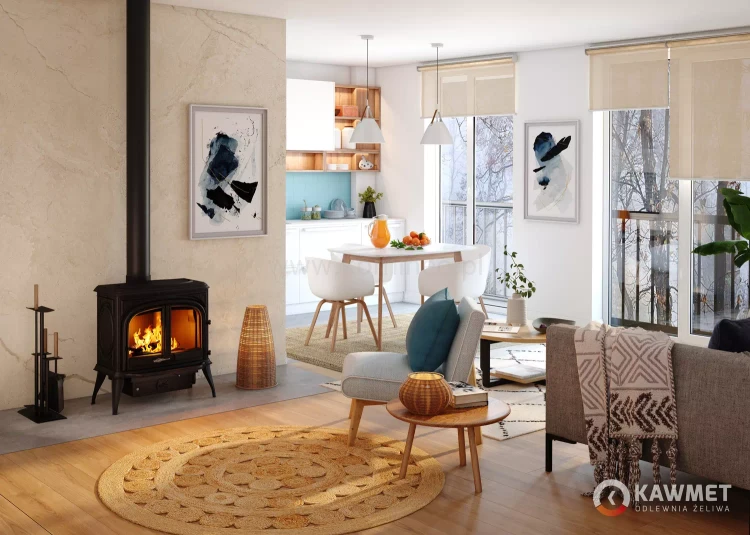 Piec kominkowy żeliwny KAWMET Premium HELIOS S8 (13,9 kW) - aranżacja