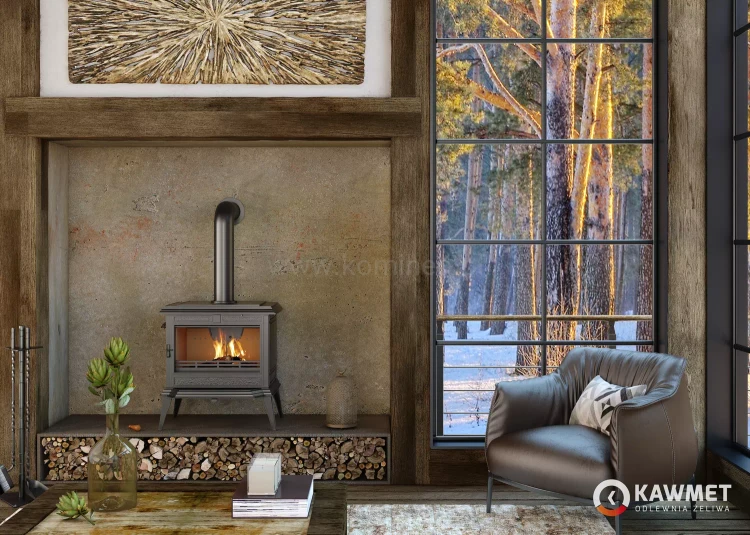 Piec kominkowy żeliwny KAWMET Premium PROMETEUS S11 - aranżacja
