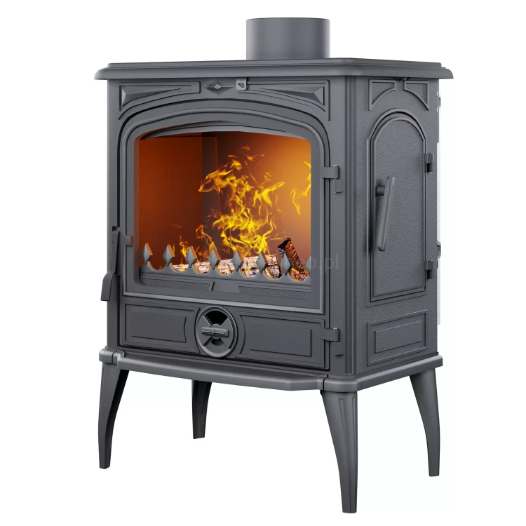 Piec kominkowy żeliwny KAWMET Premium SELENA S14 ECO, piec wolnostojący z dodatkowymi bocznymi drzwiami