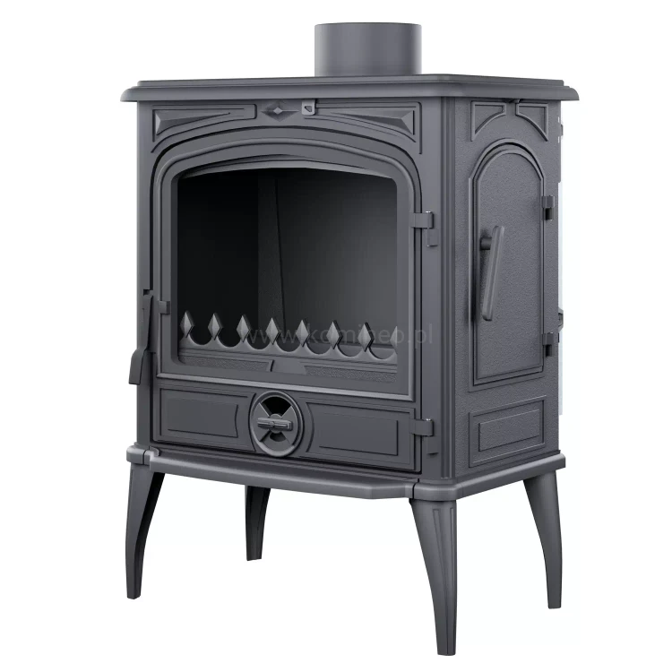 Piec kominkowy żeliwny KAWMET Premium SELENA S14 ECO, piec wolnostojący z dodatkowymi bocznymi drzwiami