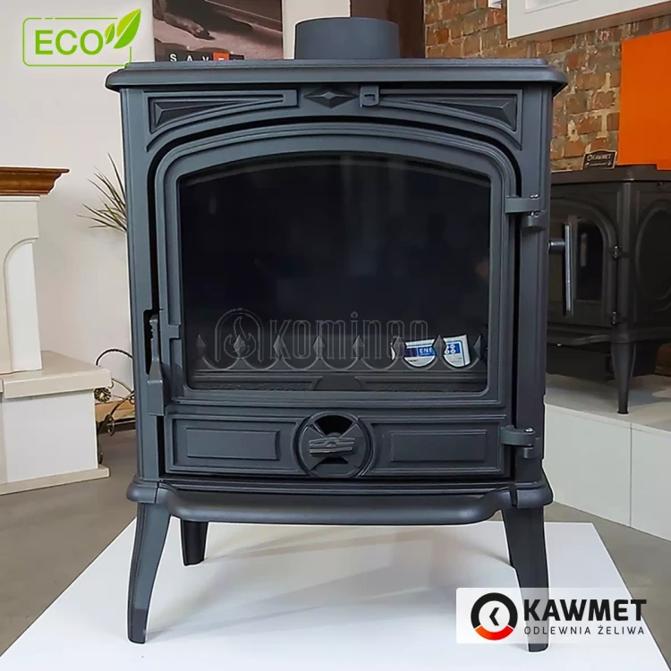 Piec kominkowy żeliwny KAWMET Premium SELENA S14 ECO, piec wolnostojący z dodatkowymi bocznymi drzwiami