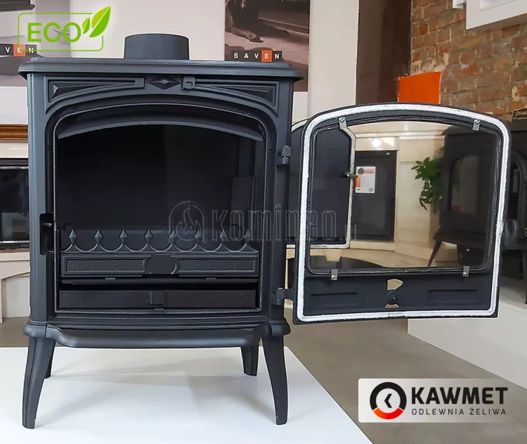 Piec kominkowy żeliwny KAWMET Premium SELENA S14 ECO, piec wolnostojący z dodatkowymi bocznymi drzwiami