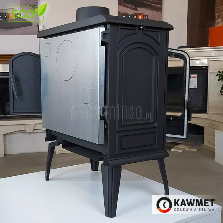 Piec kominkowy żeliwny KAWMET Premium SELENA S14 ECO, piec wolnostojący z dodatkowymi bocznymi drzwiami
