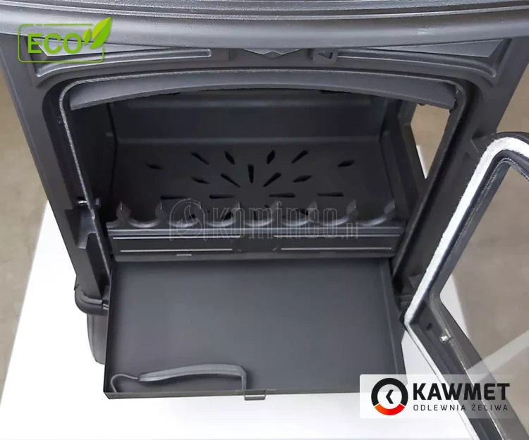 Piec kominkowy żeliwny KAWMET Premium SELENA S14 ECO, piec wolnostojący z dodatkowymi bocznymi drzwiami