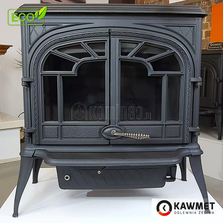 Piec kominkowy żeliwny KAWMET Premium ZEUS S9 ECO, piec wolnostojący z podwójnymi drzwiczkami