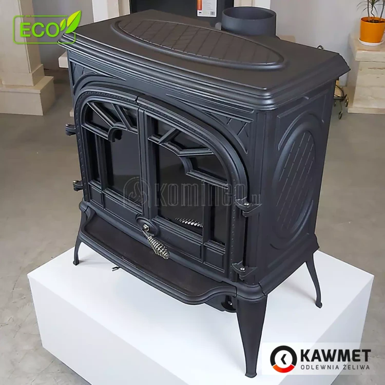 Piec kominkowy żeliwny KAWMET Premium ZEUS S9 ECO, piec wolnostojący z podwójnymi drzwiczkami