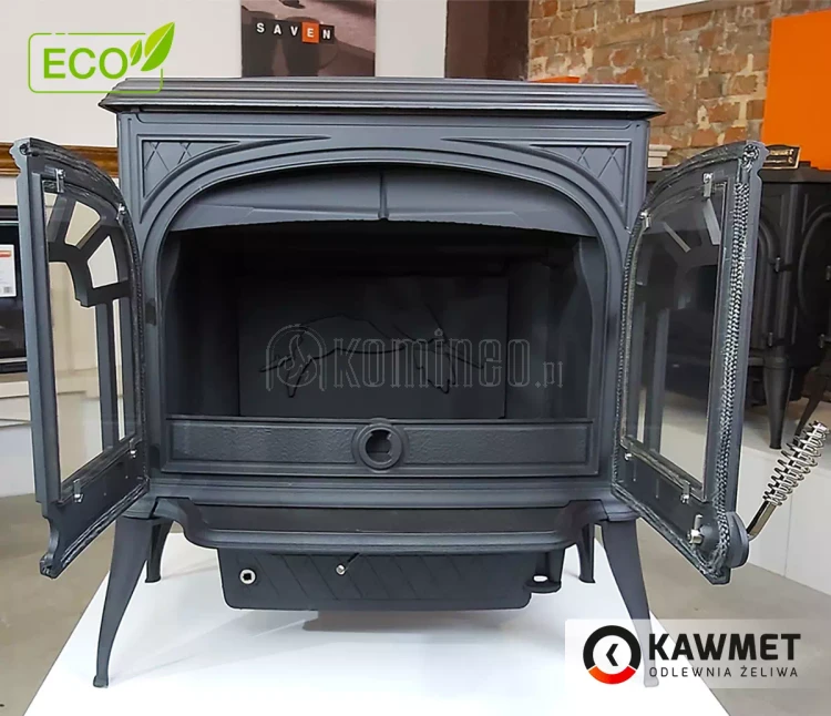 Piec kominkowy żeliwny KAWMET Premium ZEUS S9 ECO, piec wolnostojący z podwójnymi drzwiczkami