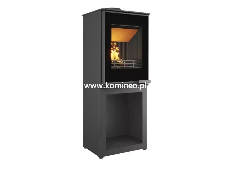 Piec kominkowy stalowo-żeliwny KAWMET HARITA S15i L-BOX Decor ECO, piec typu koza ze schowkiem na drewno