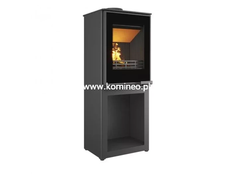 Piec kominkowy stalowo-żeliwny KAWMET HARITA S15i L-BOX Decor ECO, piec typu koza ze schowkiem na drewno