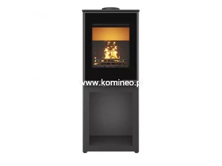 Piec kominkowy stalowo-żeliwny KAWMET HARITA S15i L-BOX Decor ECO, piec typu koza ze schowkiem na drewno