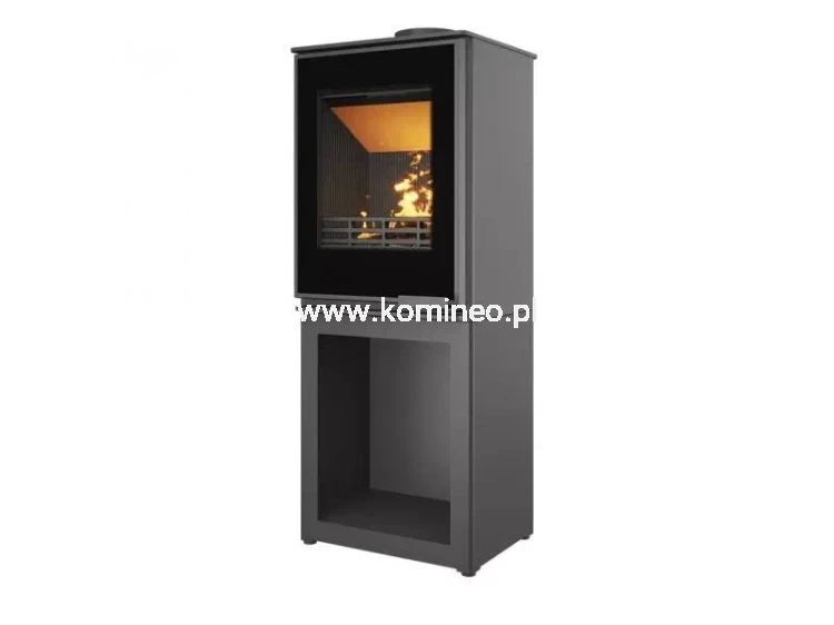 Piec kominkowy stalowo-żeliwny KAWMET HARITA S15i L-BOX Decor ECO, piec typu koza ze schowkiem na drewno
