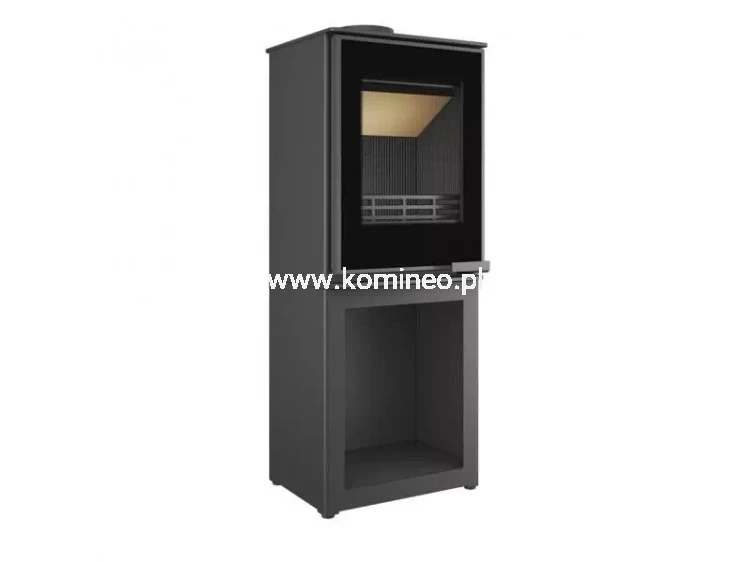 Piec kominkowy stalowo-żeliwny KAWMET HARITA S15i L-BOX Decor ECO, piec typu koza ze schowkiem na drewno