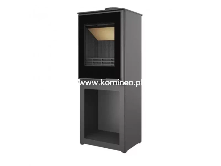 Piec kominkowy stalowo-żeliwny KAWMET HARITA S15i L-BOX Decor ECO, piec typu koza ze schowkiem na drewno