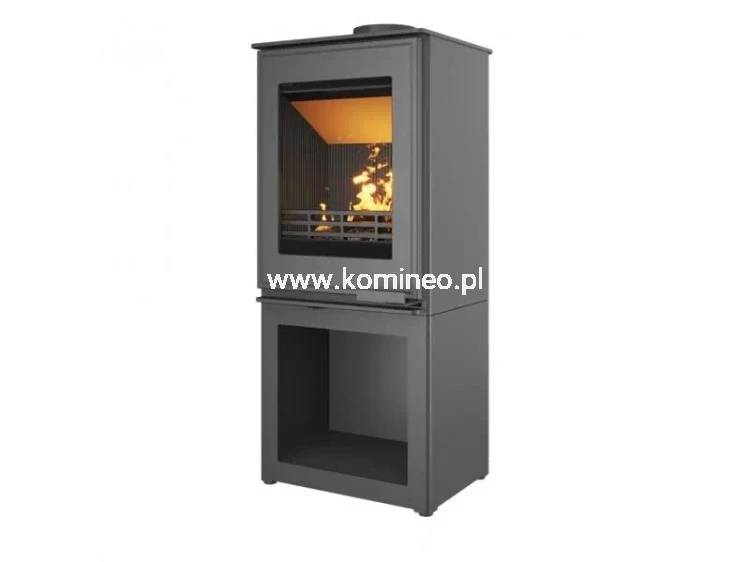 Piec kominkowy stalowo-żeliwny KAWMET HARITA S15i S-BOX ECO, piec wolnostojący ze schowkiem na drewno