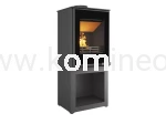 Piec kominkowy stalowo-żeliwny KAWMET HARITA S15i S-BOX Decor ECO, piec wolnostojący typu koza ze schowkiem na drewno