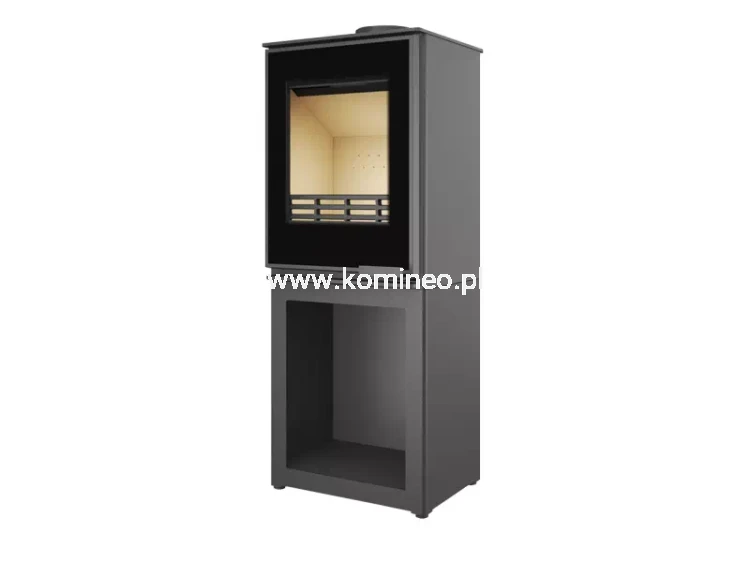 Piec kominkowy stalowo-żeliwny KAWMET HARITA S15v L-BOX Decor ECO, piec wolnostojący ze schowkiem na drewno