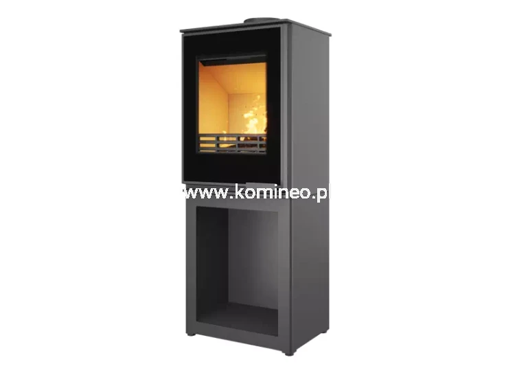 Piec kominkowy stalowo-żeliwny KAWMET HARITA S15v L-BOX Decor ECO, piec wolnostojący ze schowkiem na drewno
