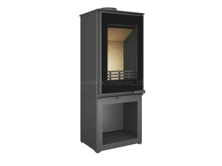 Piec kominkowy stalowo-żeliwny KAWMET VENUS S16 S-BOX Decor ECO, piec wolnostojący ze schowkiem na drewno