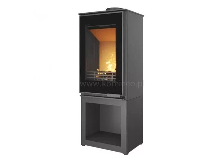 Piec kominkowy stalowo-żeliwny KAWMET VENUS S16 S-BOX Decor ECO, piec wolnostojący ze schowkiem na drewno