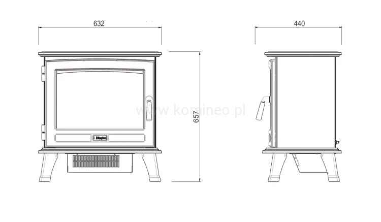 DIMPLEX BELGRAVIA Kominek elektryczny wolnostojący - schemat