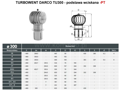 Turbowent DARCO TU300-PT podstawa wciskana - schemat