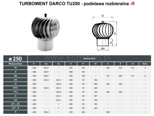 Turbowent DARCO TU250-R podstawa rozbieralna - schemat