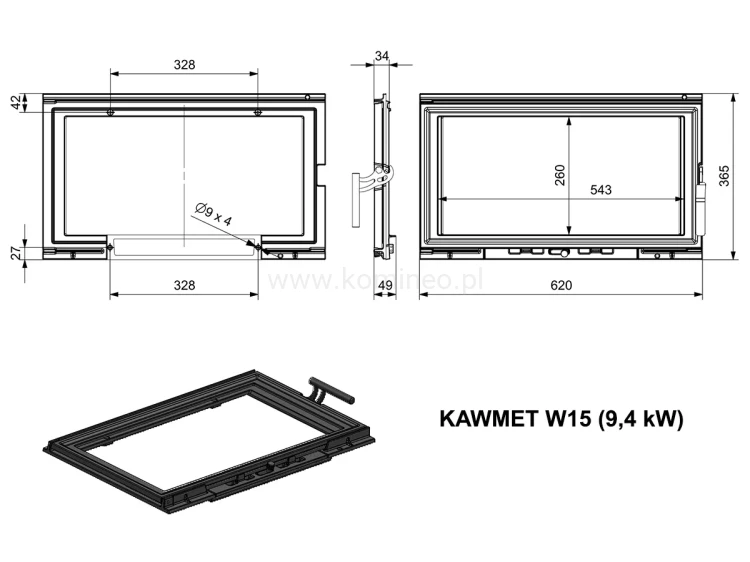KAWMET W15 (9,4 kW) ECO - schemat drzwi