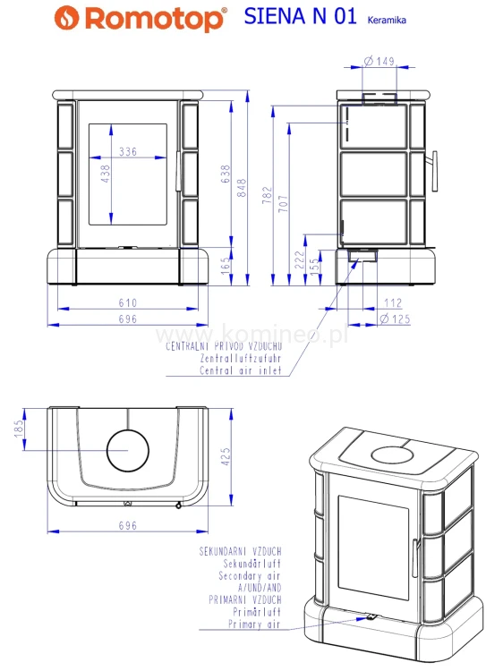 Schemat pieca ROMOTOP SIENA N 01