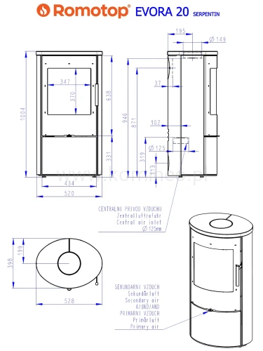 Schemat ROMOTOP EVORA 20 kamień