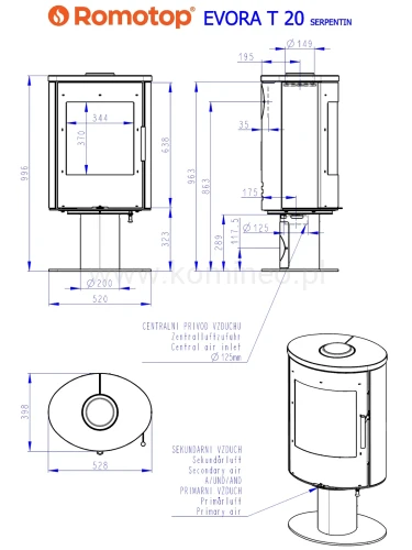 Schemat ROMOTOP EVORA T 20 kamień