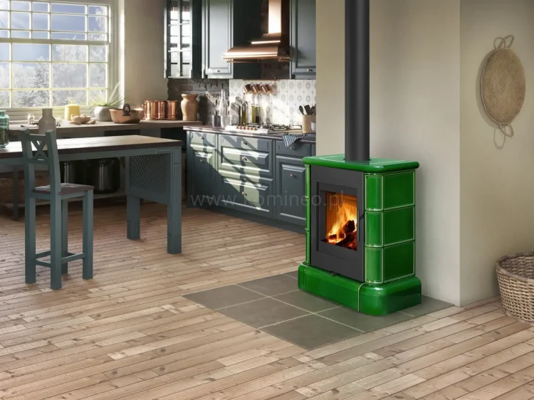Piec kaflowy ROMOTOP SIENA N 01 zielony aranżacja