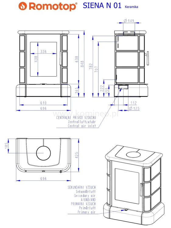 Schemat pieca ROMOTOP SIENA N 01