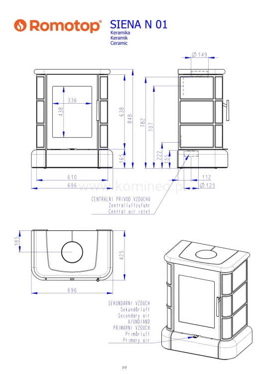 Schemat pieca Romotop SIENA N 01