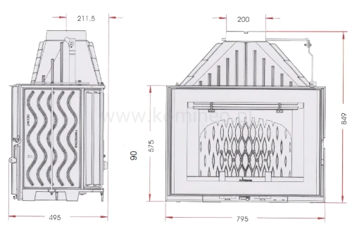 Schemat wkładu kominkowego INVICTA 9285-85