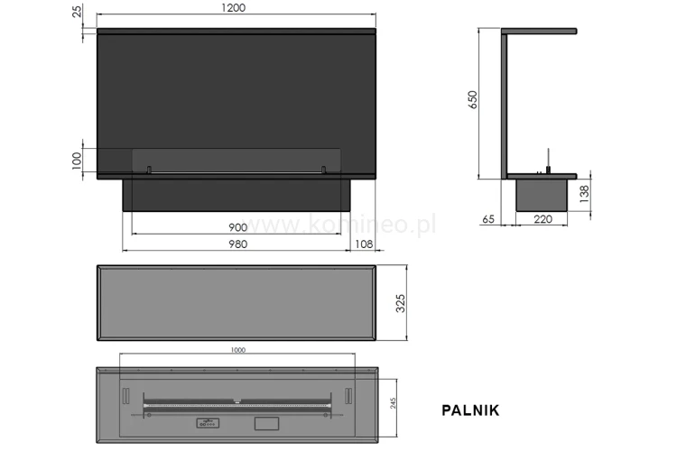 Schemat biokominka automatycznego INFIRE ETRONIC BASIC C 1200