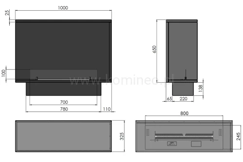 Schemat biokominka automatycznego INFIRE ETRONIC BASIC L 1000