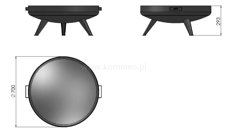 Palenisko ogrodowe INGARDEN MISA 700 BOWL schemat