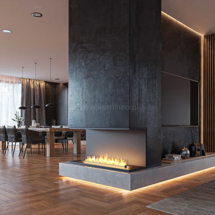 INFIRE ETRONIC C 1200 - trójstronny biokominek automatyczny do zabudowy aranżacja