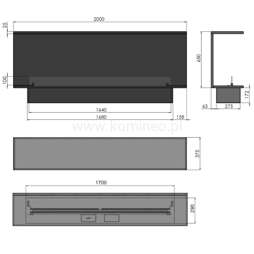 Schemat biokominka automatycznego INFIRE ETRONIC INSIDE C 2000