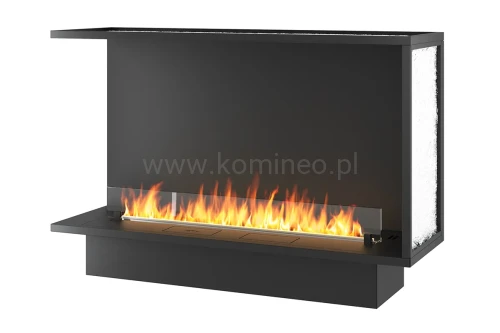 INFIRE ETRONIC L 1200 - biokominek automatyczny do zabudowy narożny lewy z palnikiem 1000