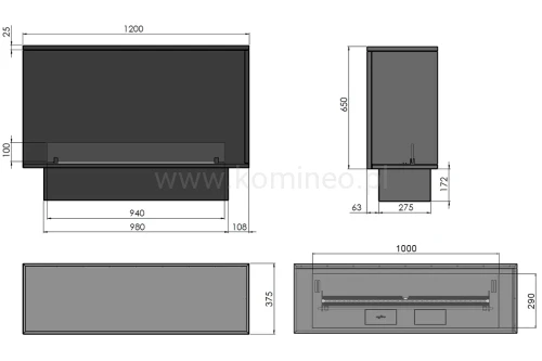 Schemat biokominka automatycznego INFIRE ETRONIC L 1200