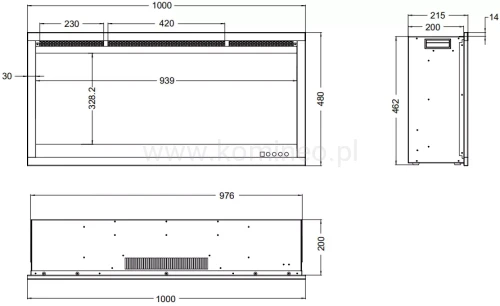 Kominek elektryczny AFLAMO ROYAL 3D 100 - schemat