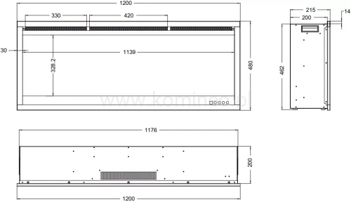 Kominek elektryczny AFLAMO ROYAL 3D 120 - schemat