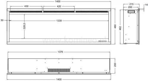Kominek elektryczny AFLAMO ROYAL 3D 140 - schemat