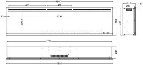 Kominek elektryczny AFLAMO ROYAL 3D 180 - schemat