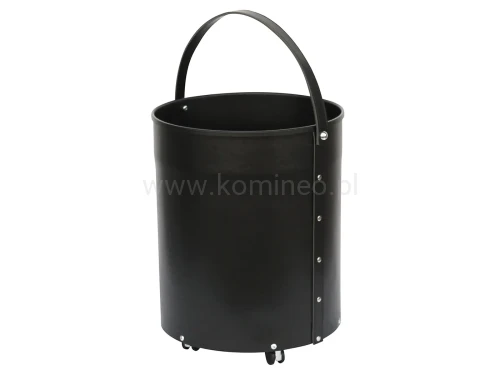 ArtFuego KO-7001 Kosz na drewno, walec na kółkach, ekoskóra czarna