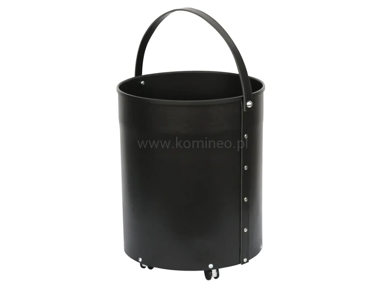 ArtFuego KO-7001 Kosz na drewno, walec na kółkach, ekoskóra czarna
