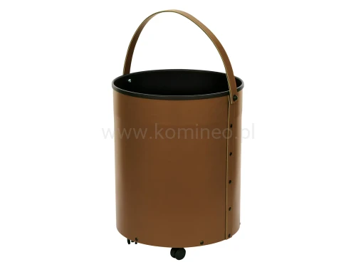 ArtFuego KO-7000 Kosz na drewno, walec na kółkach, ekoskóra brązowa
