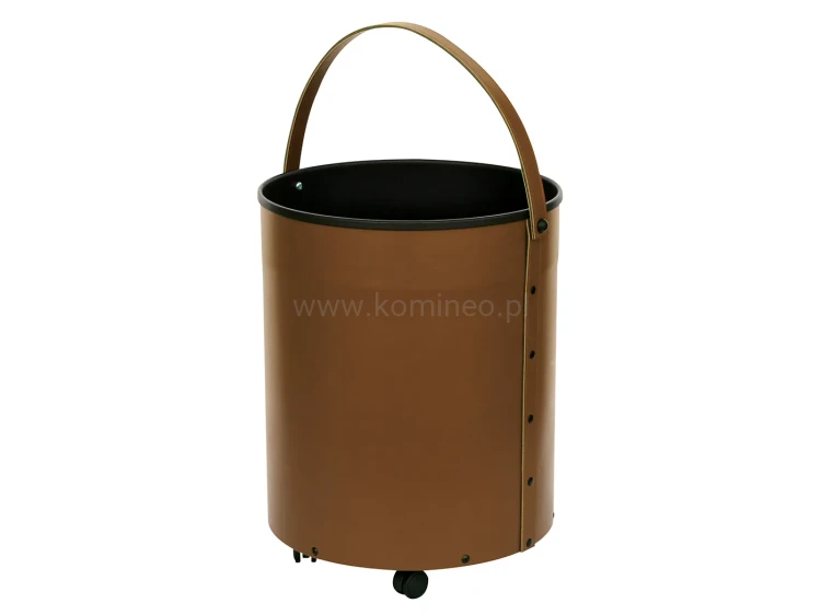 ArtFuego KO-7000 Kosz na drewno, walec na kółkach, ekoskóra brązowa