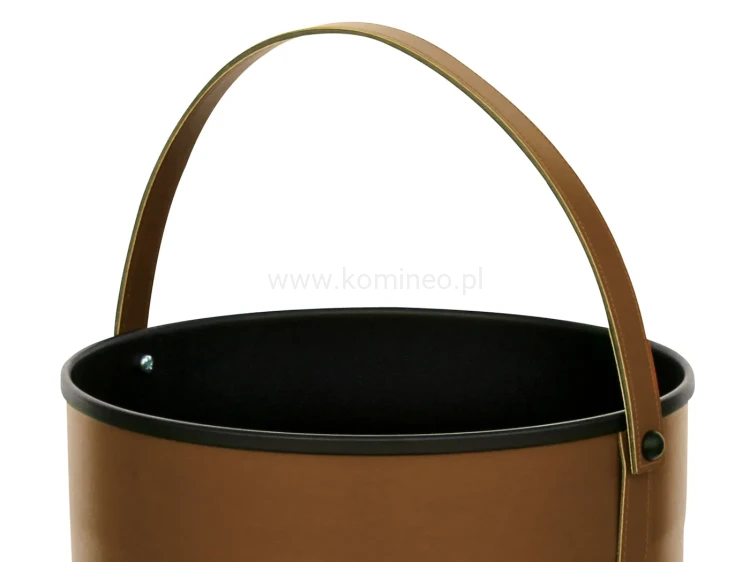 ArtFuego KO-7000 Kosz na drewno, walec na kółkach, ekoskóra brązowa